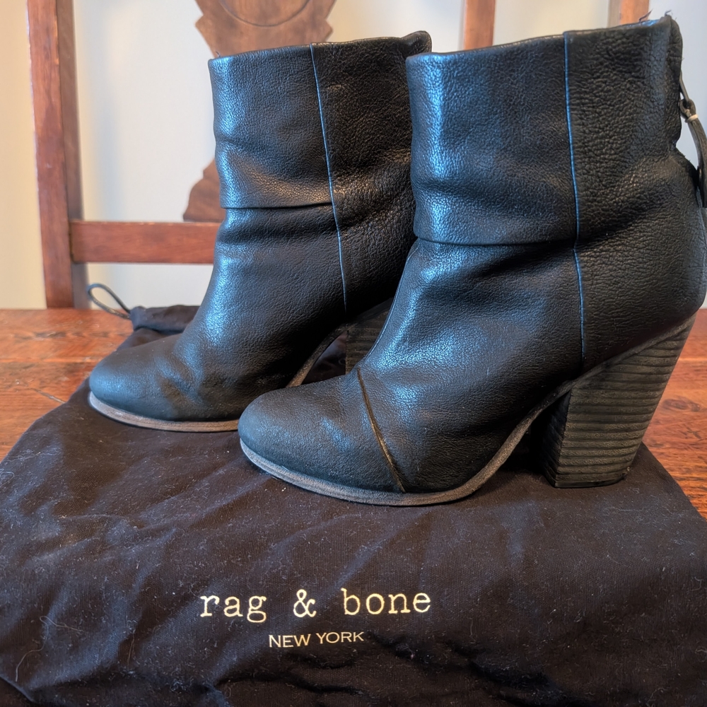 Rag & Bone Black Leather Ankle Boots - Picture 3 of 4